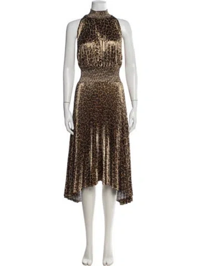 Pre-owned A.l.c Animal Print Midi Length Dress In Gold