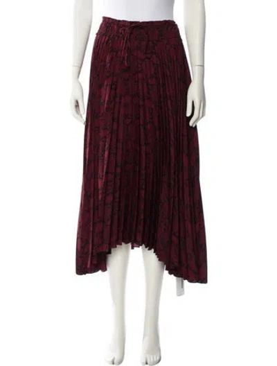 Pre-owned A.l.c Animal Print Midi Length Skirt In Red