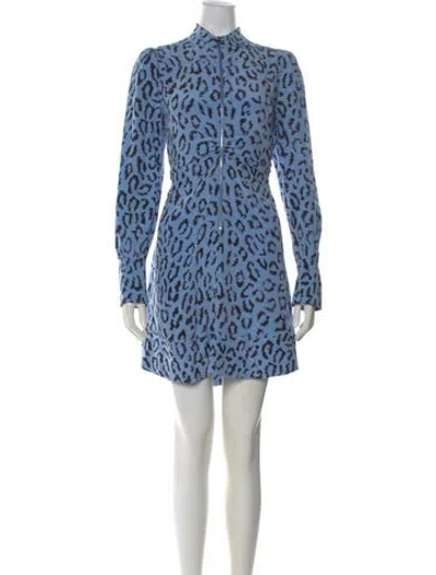 Pre-owned A.l.c Animal Print Mini Dress In Blue