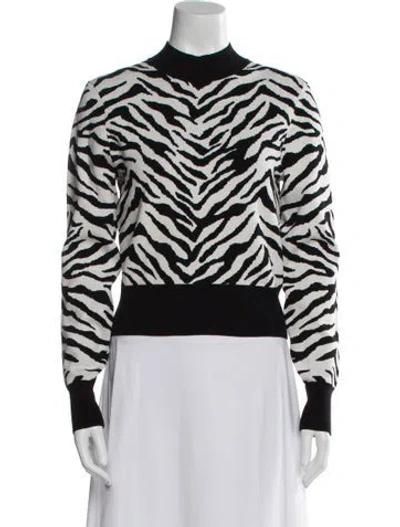 Pre-owned A.l.c Animal Print Mock Neck Sweater In Black