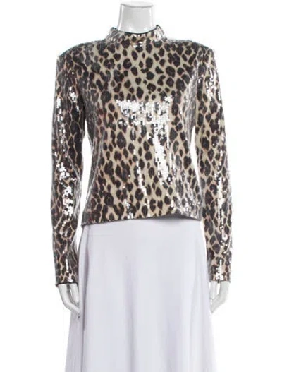 Pre-owned A.l.c Animal Print Mock Neck Top In Multi