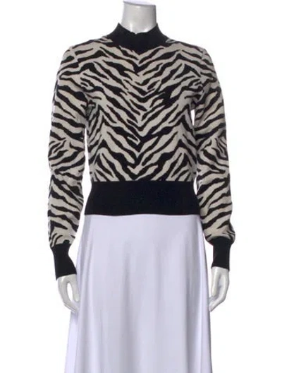 Pre-owned A.l.c Animal Print Mock Neck Top In Multi