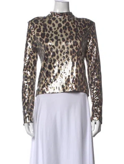 Pre-owned A.l.c Animal Print Mock Neck Top In Multi