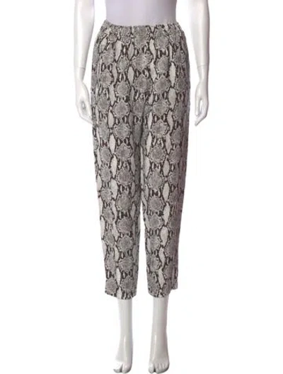 Pre-owned A.l.c Animal Print Skinny Leg Pants In White