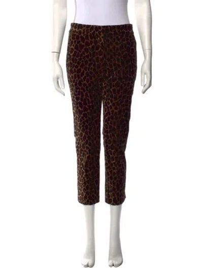 Pre-owned A.l.c Animal Print Straight Leg Pants In Black/brown