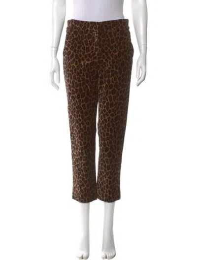 Pre-owned A.l.c Animal Print Straight Leg Pants In Brown