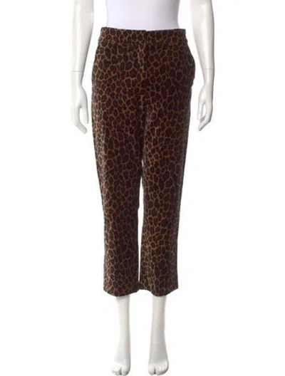 Pre-owned A.l.c Animal Print Straight Leg Pants In Brown