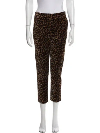 Pre-owned A.l.c Animal Print Straight Leg Pants In Brown