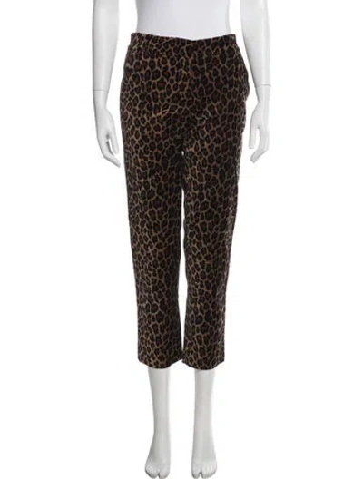 Pre-owned A.l.c Animal Print Straight Leg Pants In Brown