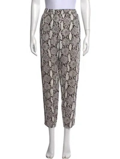Pre-owned A.l.c Animal Print Straight Leg Pants In White