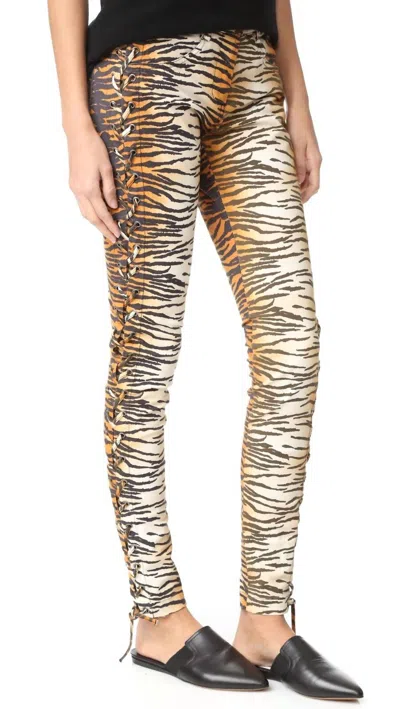 A.l.c Animal Print Tiger Side Lace Up Dent Pants In Multicolor