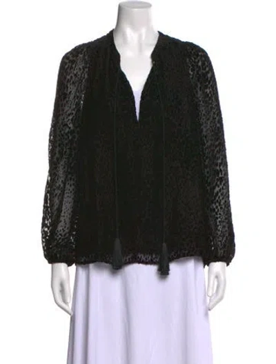Pre-owned A.l.c Animal Print V-neck Blouse In Black