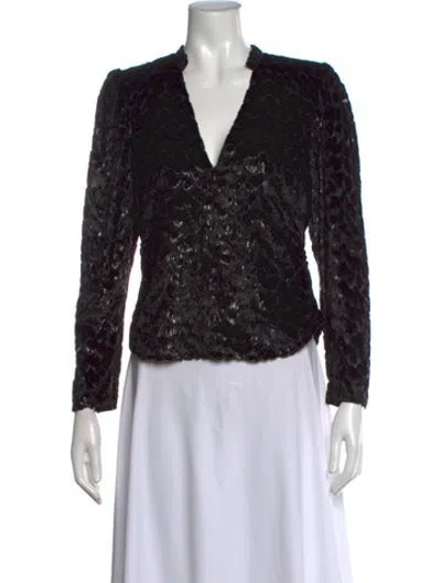 Pre-owned A.l.c Animal Print V-neck Blouse In Black