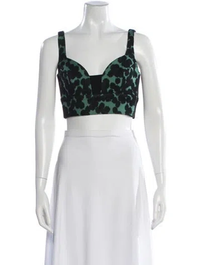 Pre-owned A.l.c Animal Print V-neck Crop Top In Green