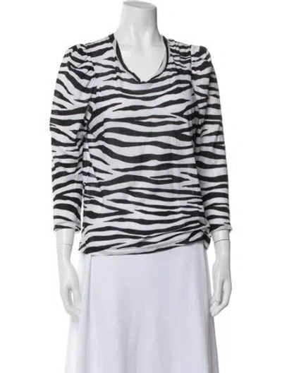 Pre-owned A.l.c Animal Print V-neck Top In Multi