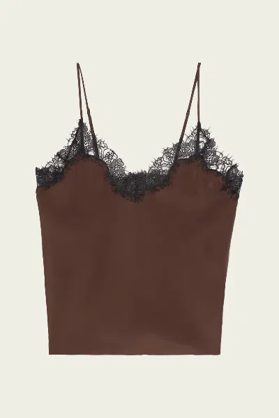 A.l.c Annabelle Silk And Lace Camisole Top In Coffee Black In Multi