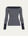 A.l.c Anya Ribbed Stripe Boat-neck Top In Dark Saphi