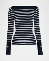 A.l.c Anya Ribbed Stripe Boat-neck Top In Dark Saphi