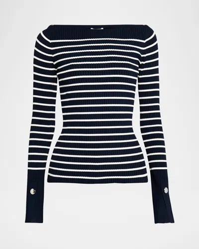 A.L.C ANYA RIBBED STRIPE BOAT-NECK TOP