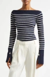 A.l.c . Anya Stripe Rib Boat Neck Sweater