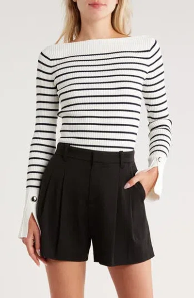 A.L.C A.L.C. ANYA STRIPE RIB BOAT NECK SWEATER