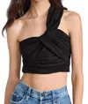 A.l.c Apollo One-shoulder Linen Blend Crop Top In Black