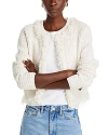 A.l.c April Fringe Boucle Cardigan In Natural/white Marl