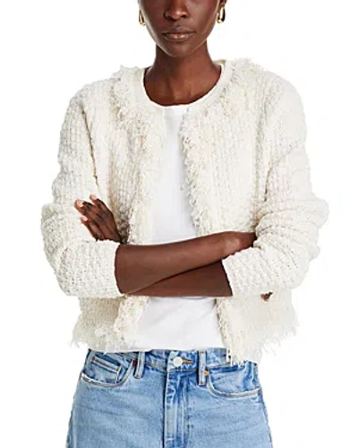 A.l.c April Fringe Boucle Cardigan In Natural/white Marl
