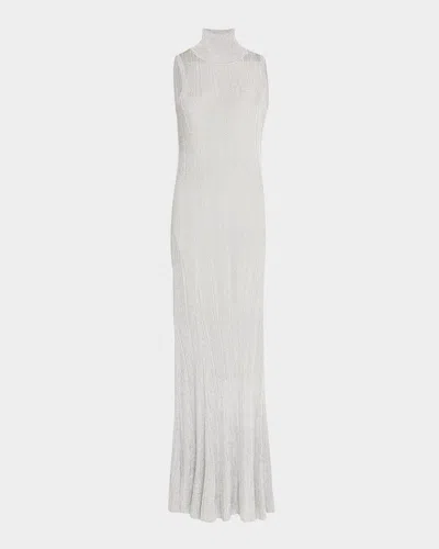 A.l.c Arden Metallic Knit Turtleneck Maxi Dress In Mercury