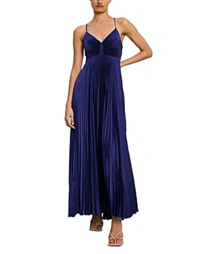 A.l.c Aries Pleated Open Back Dress In Blue