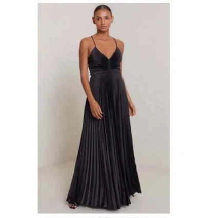 Pre-owned A.l.c Alc Aries Satin Pleated Dress In Black. Nwt. Size 4. Retail- $800