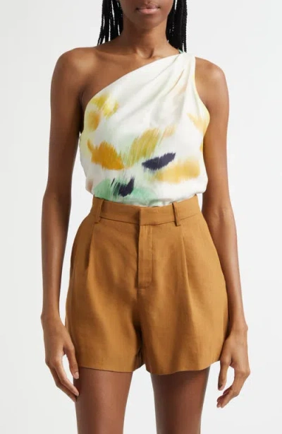 A.l.c . Aster Abstract Print One-shoulder Top In Floral Mul