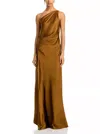 A.l.c Aster Asymmetric Draped Gown In Aged Bronze In Gold