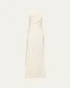 A.l.c Aster One-shoulder Satin Gown In Cream