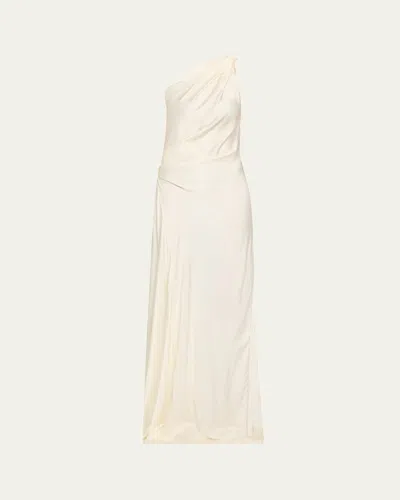 A.l.c Aster One-shoulder Satin Gown In Cream