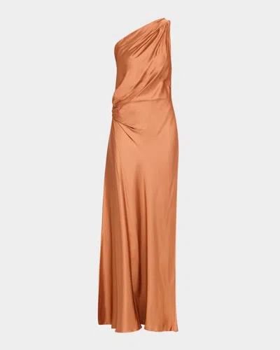 A.l.c Aster One-shoulder Satin Gown In Multi