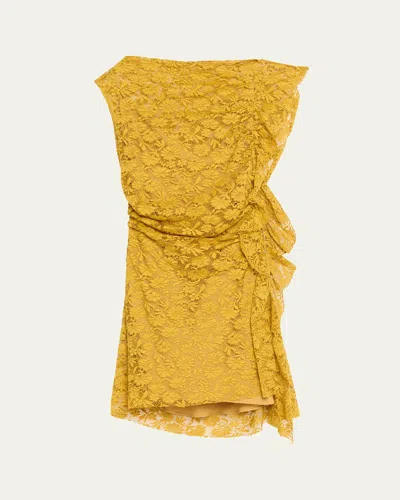 A.l.c Astra Lace Ruffle Mini Dress In Yellow