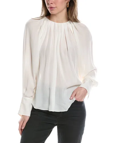 A.l.c Astrid Pleated Long-sleeve Silk Top In White