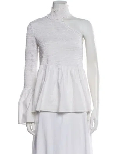 Pre-owned A.l.c Asymmetrical Long Sleeve Blouse In White