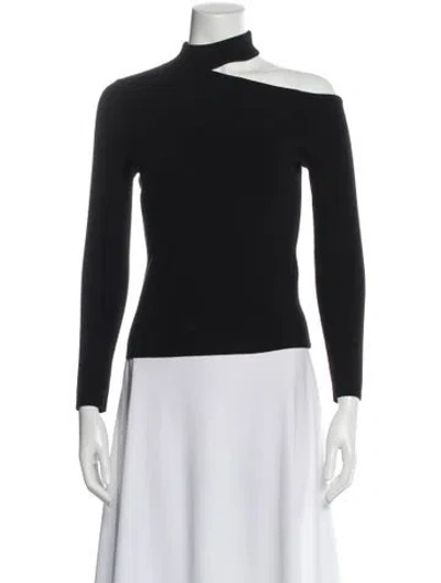 Pre-owned A.l.c Asymmetrical Long Sleeve Top In Black
