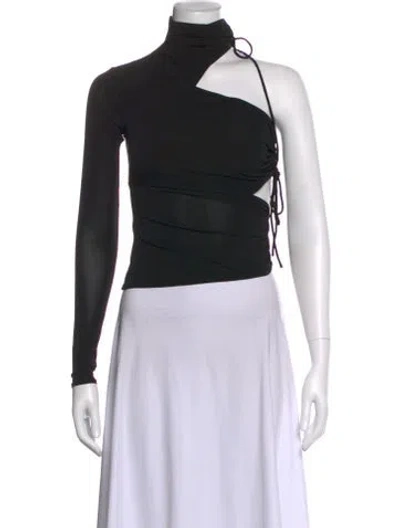 Pre-owned A.l.c Asymmetrical Long Sleeve Top In Black