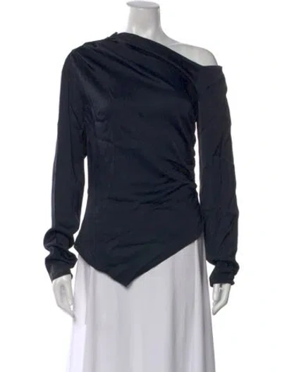Pre-owned A.l.c Asymmetrical Long Sleeve Top In Blue