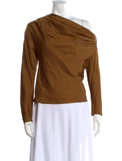Pre-owned A.l.c Asymmetrical Long Sleeve Top In Brown