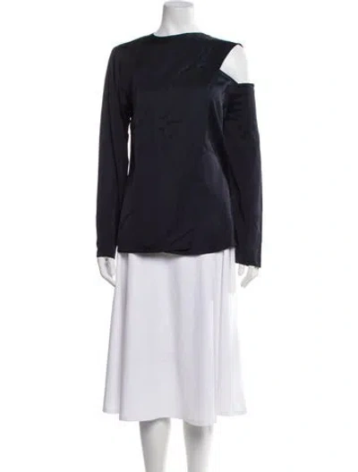 Pre-owned A.l.c Asymmetrical Long Sleeve Top W/ Tags In Blue