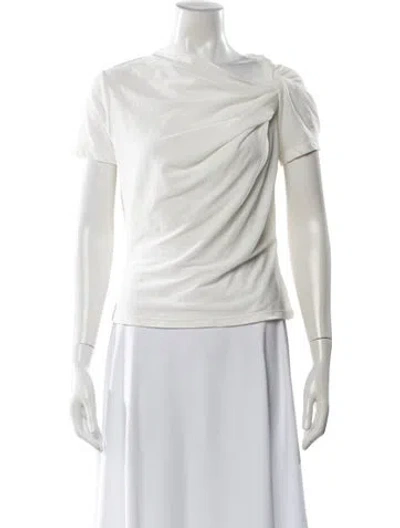Pre-owned A.l.c Asymmetrical Short Sleeve Top In White