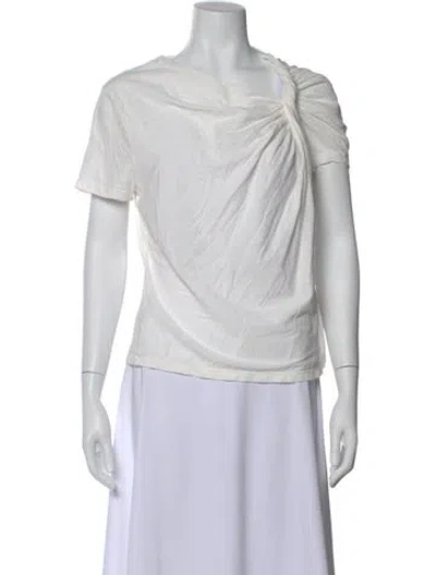 Pre-owned A.l.c Asymmetrical Short Sleeve Top In White