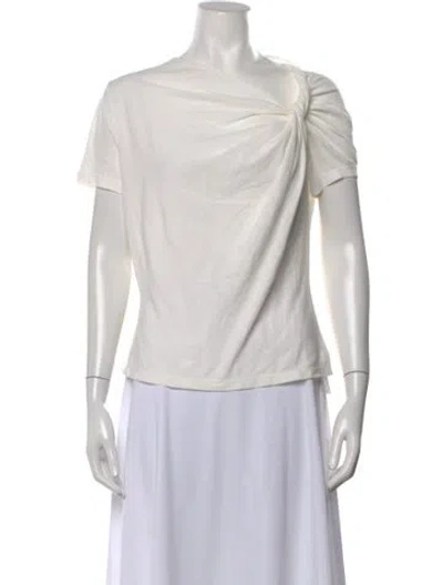 Pre-owned A.l.c Asymmetrical Short Sleeve Top In White