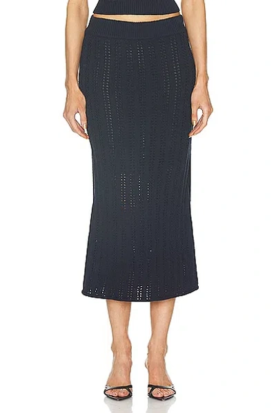 A.l.c Aurora Open Knit Midi Skirt In Navy