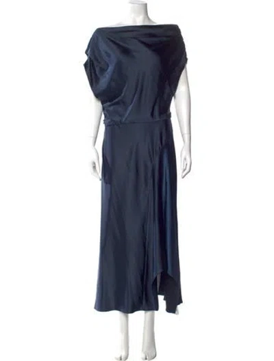 Pre-owned A.l.c Bateau Neckline Long Dress In Blue