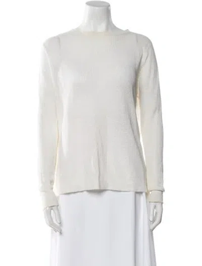 Pre-owned A.l.c Bateau Neckline Long Sleeve Top In White